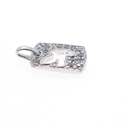 925 Sterling Silver Round-Cut C Z Peace Bird Mini Charm Pendant