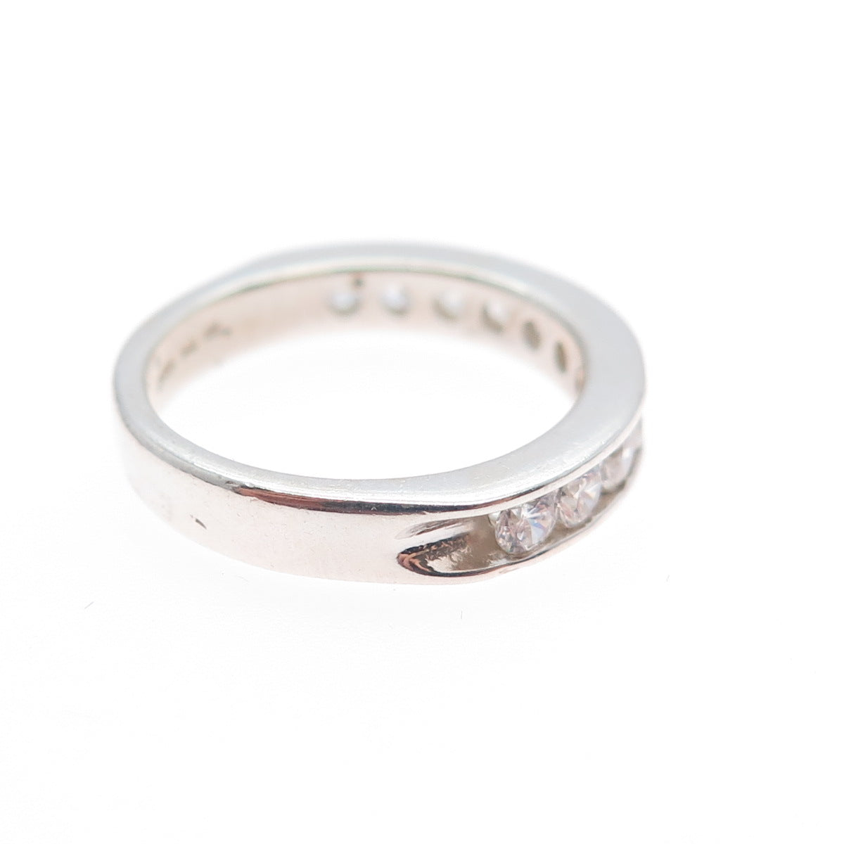 925 Sterling Silver Round-Cut C Z Half Eternity Band Ring Size 5