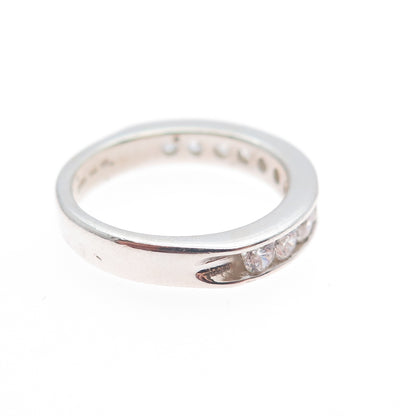 925 Sterling Silver Round-Cut C Z Half Eternity Band Ring Size 5