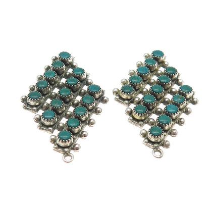 Old Pawn 925 Sterling Vintage Southwestern Turquoise Snake Eye Jacket Earrings