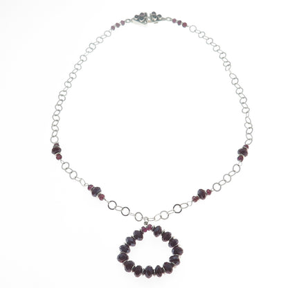 925 Sterling Silver Vintage Real Carnelian & Tourmaline Rolo Chain Necklace 20"