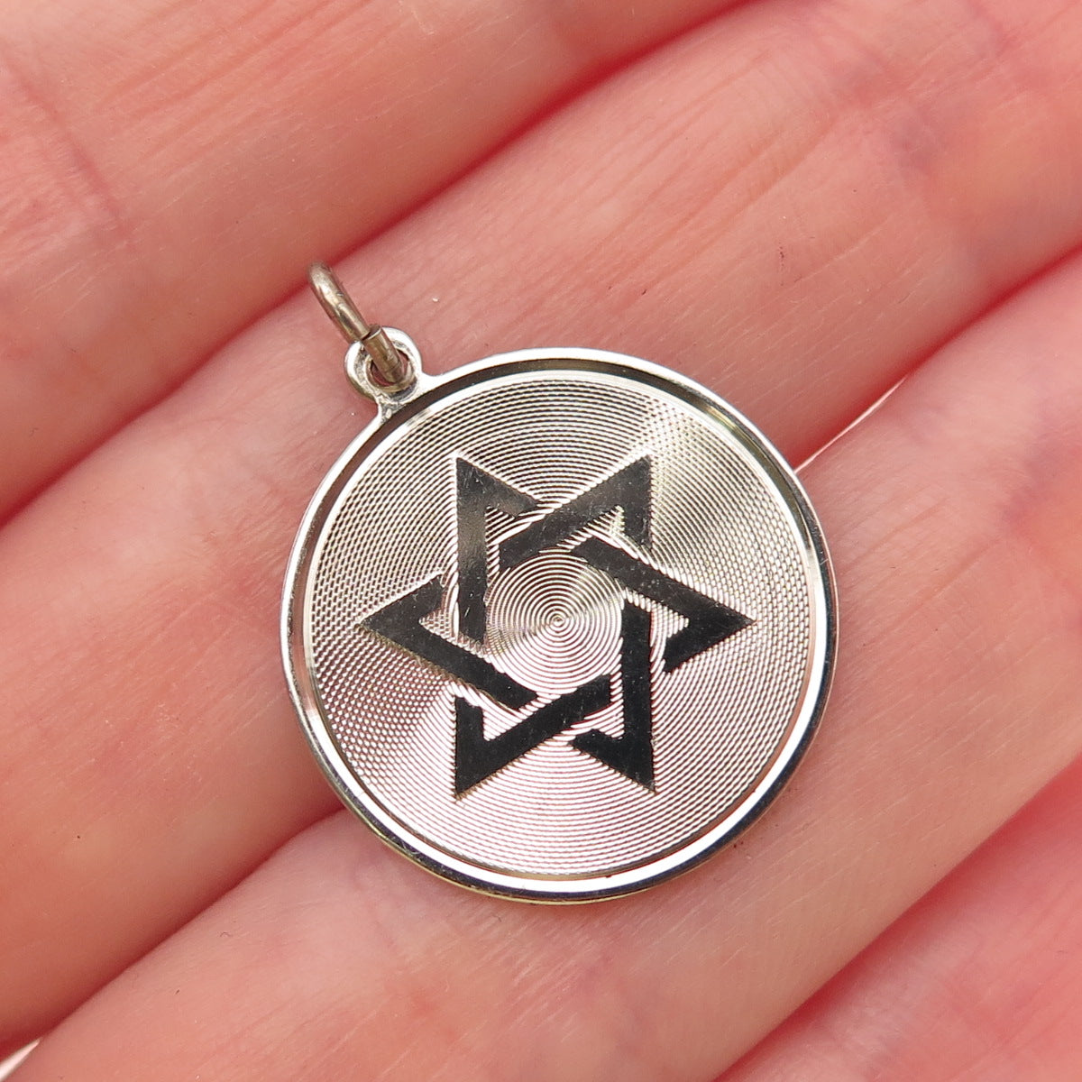 925 Sterling Silver Vintage Star of David Judaica Charm Pendant