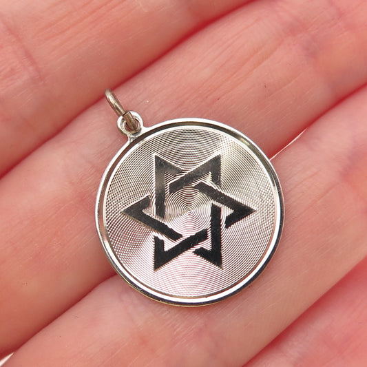 925 Sterling Silver Vintage Star of David Judaica Charm Pendant