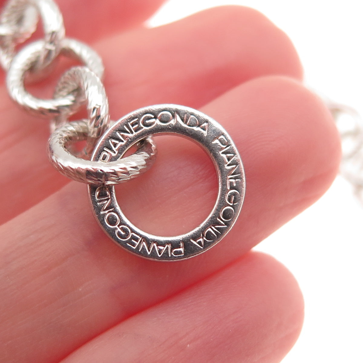 Pianegonda 925 Sterling Silver Italy Rolo Link Bracelet 7"