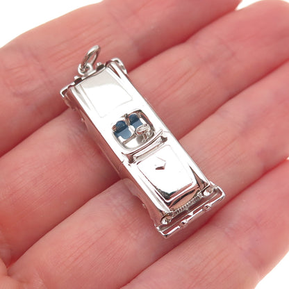 AE Art's Elegance Sterling Silver Vintage Enamel Convertible Car Movable Pendant