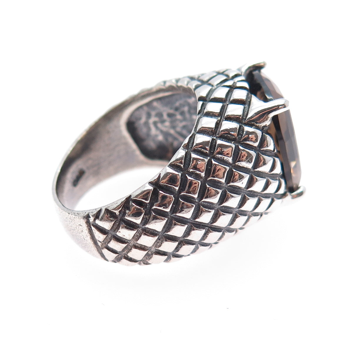 CHATEAU D'ARGENT 925 Sterling Vintage Real Smoky Quartz Dragon Skin Ring Size 9