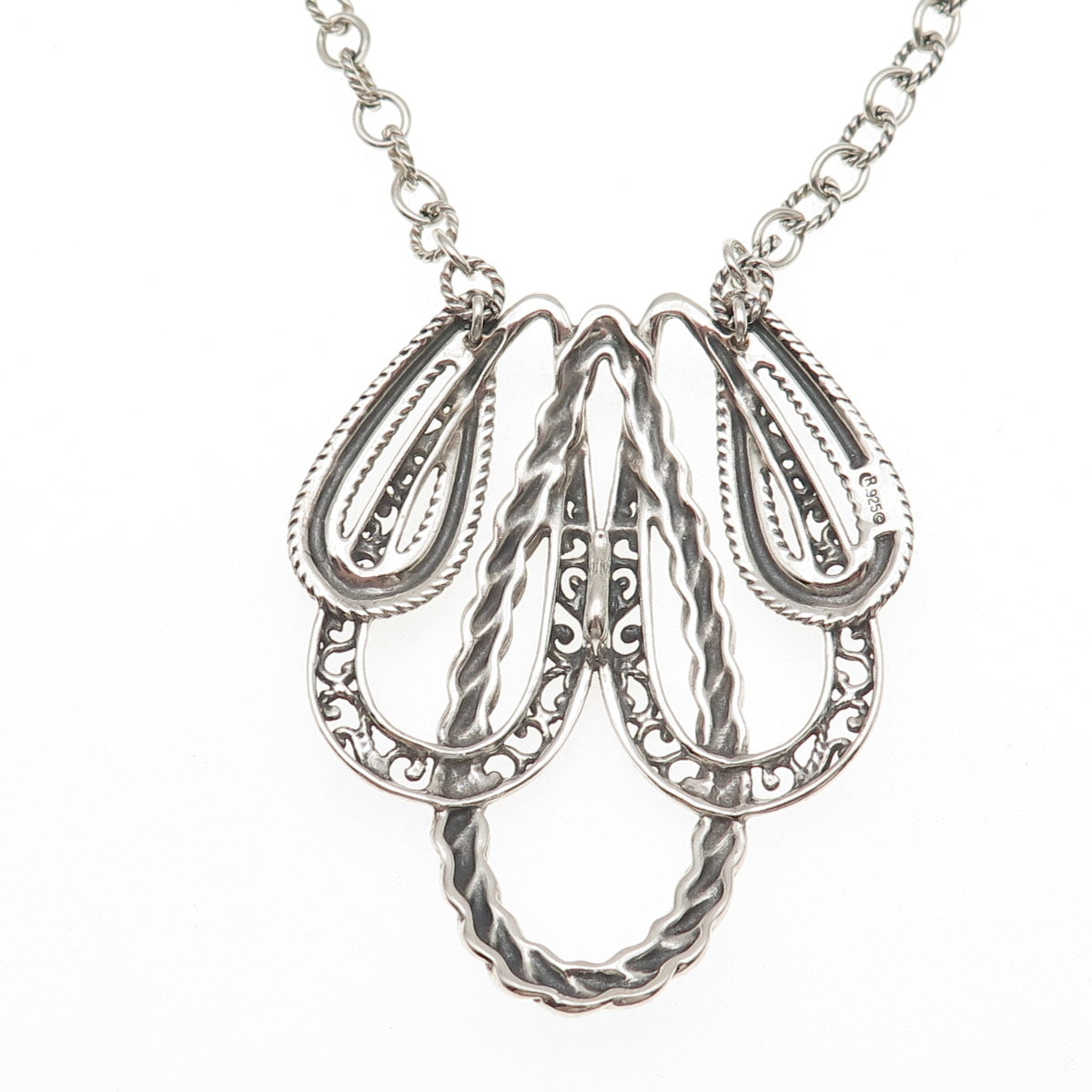 Carolyn Pollack 925 Sterling Silver Vintage Seashell Cable Chain Necklace 16"