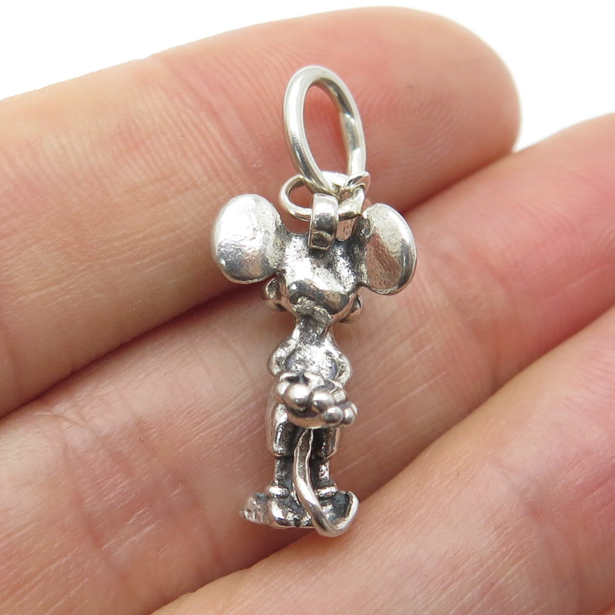 DISNEY 925 Sterling Silver Vintage Mickey Mouse 3D Charm Pendant