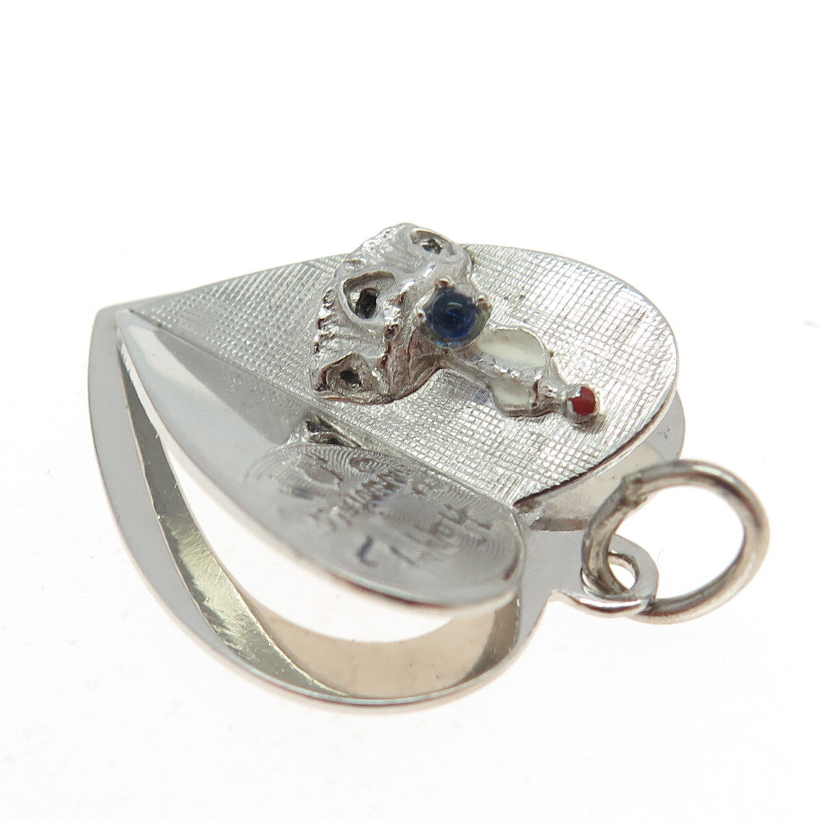 925 Sterling Silver Antique Art Deco M&M Enamel Glass Happy Anniversary Pendant