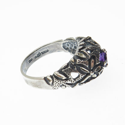 CAROLYN POLLACK 925 Sterling Silver Vintage Real Amethyst Gem Ring Size 9.25
