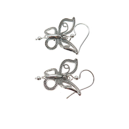 925 Sterling Silver Vintage Butterfly Oxidized Dangle Earrings