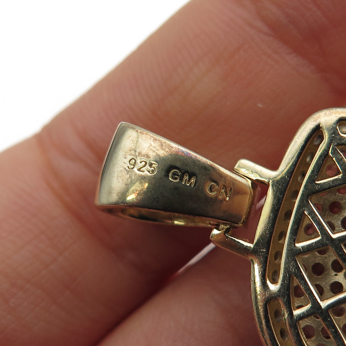 925 Sterling Silver Gold Plated Round-Cut C Z Letter D Initial Pendant