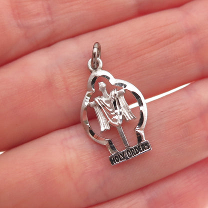 925 Sterling Silver Vintage Holy Orders Cross Mini Charm Pendant