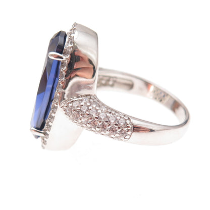 Charles Winston for Bella Luce Sterling Silver Blue & White C Z Ring Size 8.5
