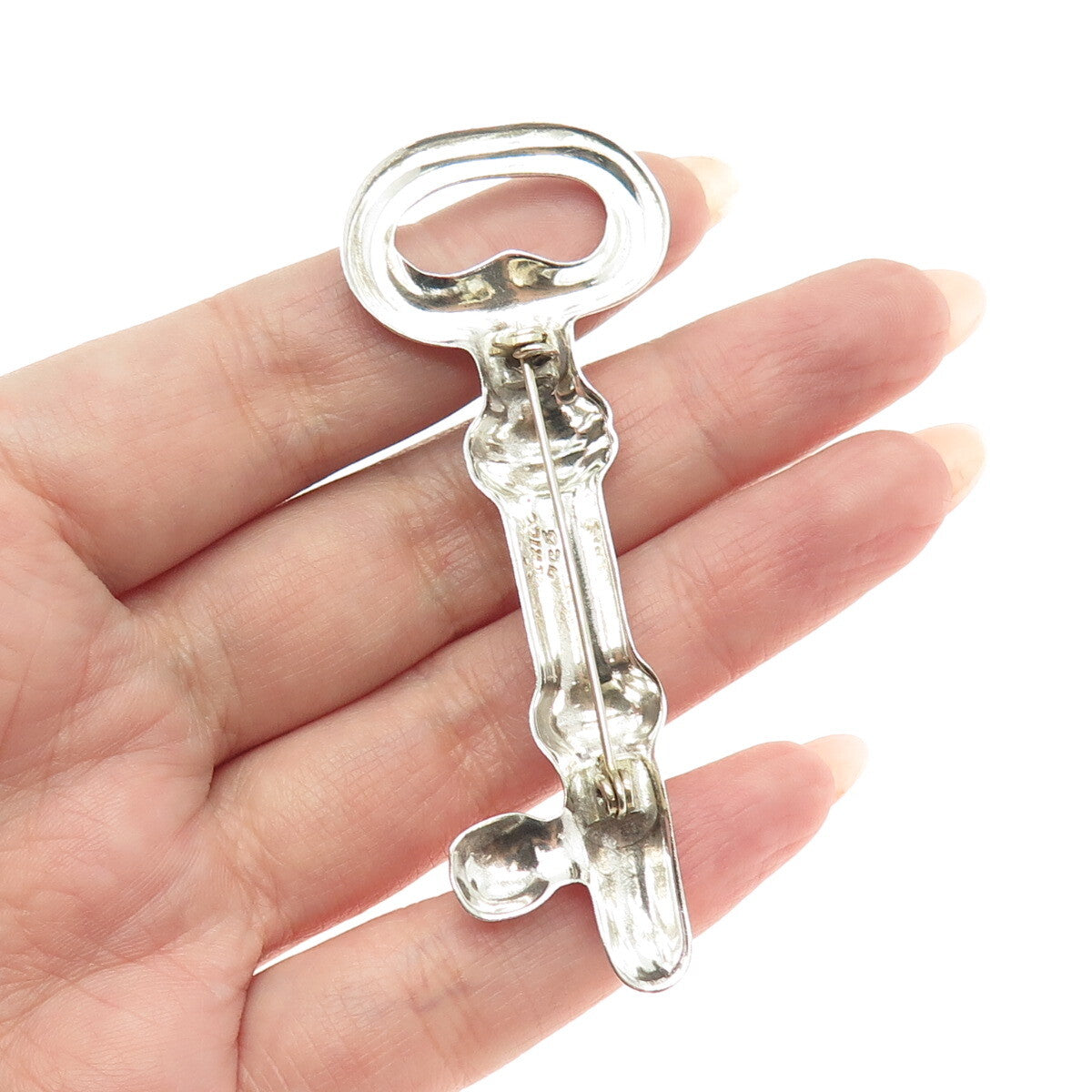 925 Sterling Silver Vintage Mexico Key Pin Brooch