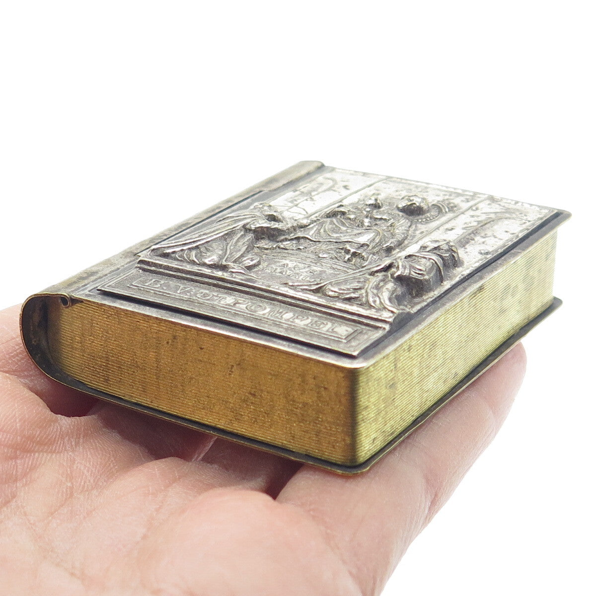 Antique Victorian 2-Tone Ave Maria B.V. Di Pompei Rosary Book Box