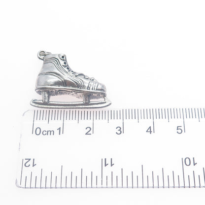 BEAU 925 Sterling Silver Vintage Ice Skating Shoe 3D Charm Pendant