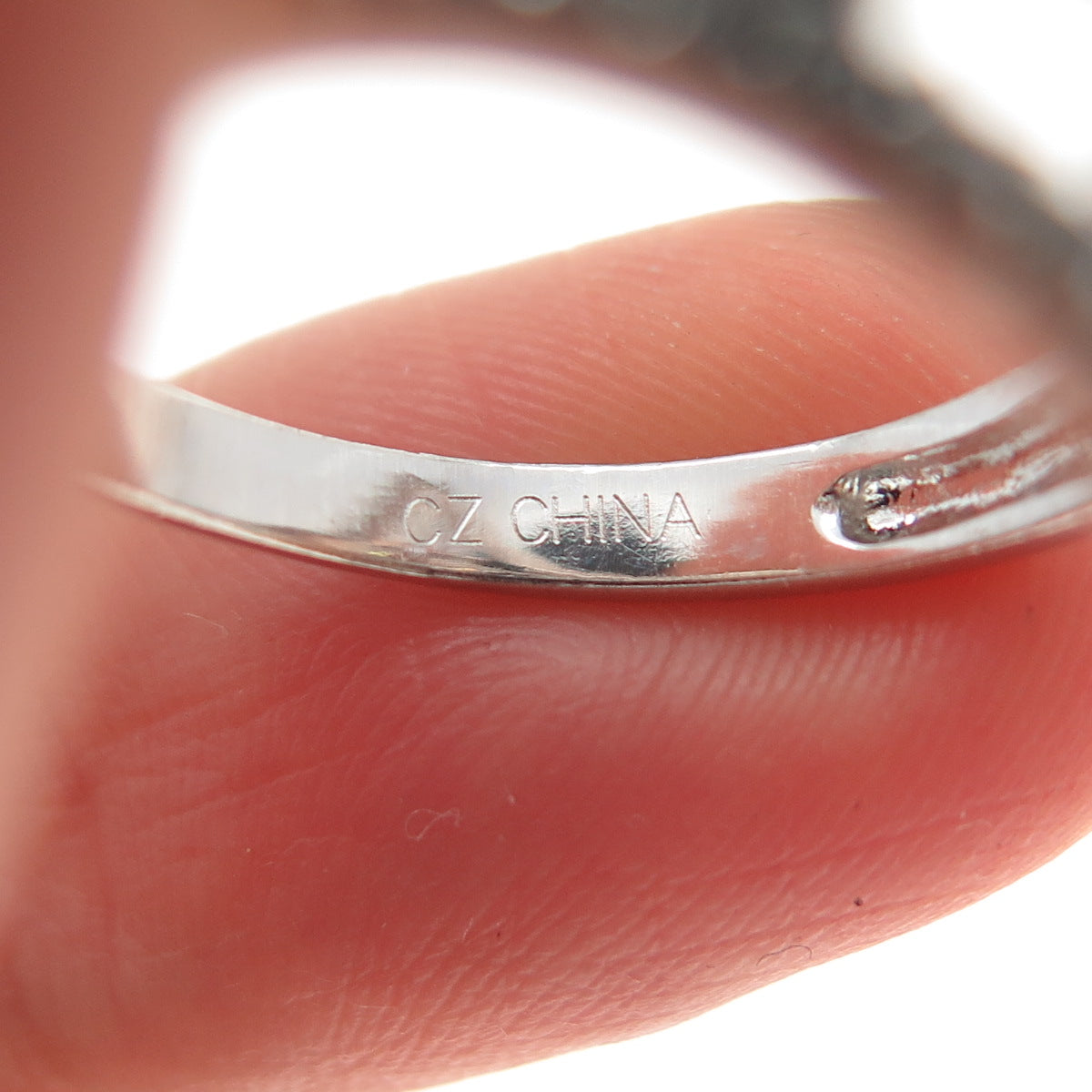 JCM Jacmel Mauritius 925 Sterling Silver Marquise & Round-Cut C Z Ring Size 8.5