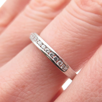 925 Sterling Silver Round-Cut C Z Half Eternity Band Ring Size 7