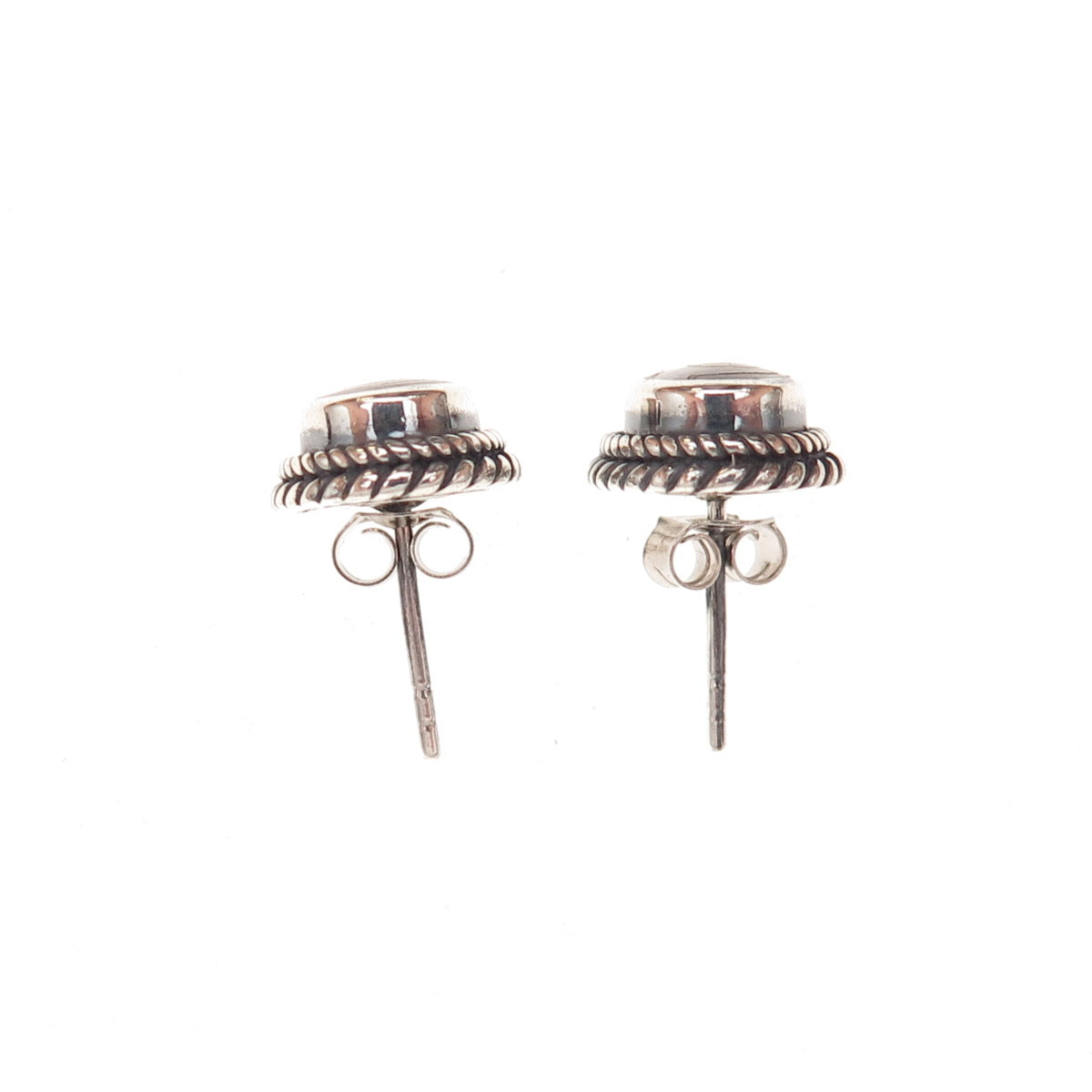 Boma 925 Sterling Silver Vintage Real Abalone Shell Oxidized Stud Earrings
