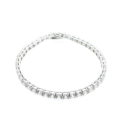 925 Sterling Silver Asscher-Cut C Z Tennis Link Bracelet 7.5"