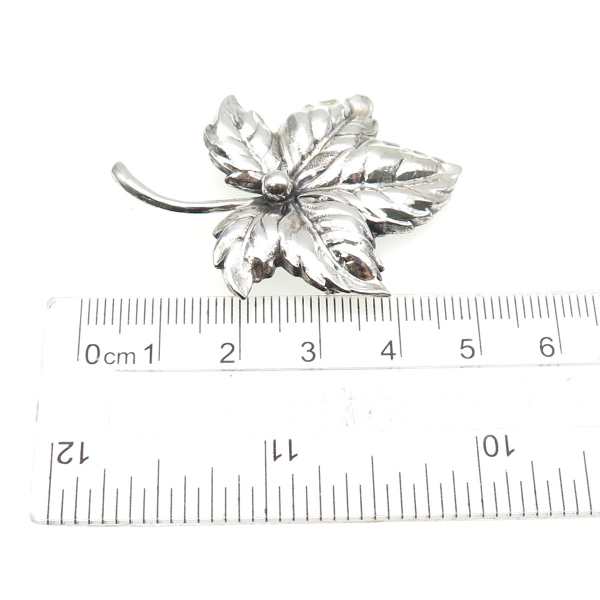 BEAU 925 Sterling Silver Vintage Floral Leaf Oxidized Pin Brooch