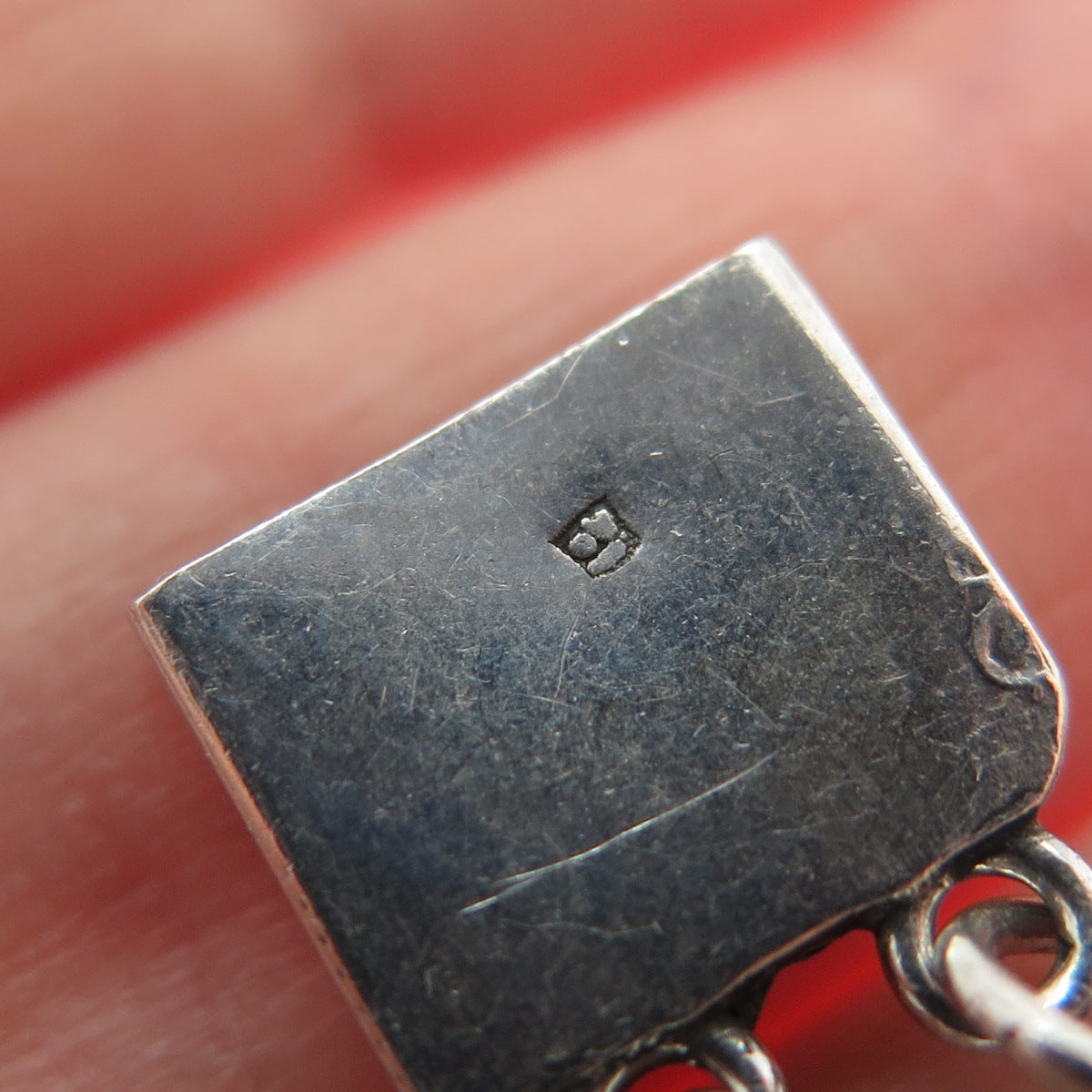 800 Silver Antique Egypt Roman Glass Ankh Link Oxidized Bracelet 6.25"