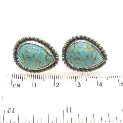 DANECRAFT Sterling Silver Antique Art Deco Faux Turquoise Screw Back Earrings