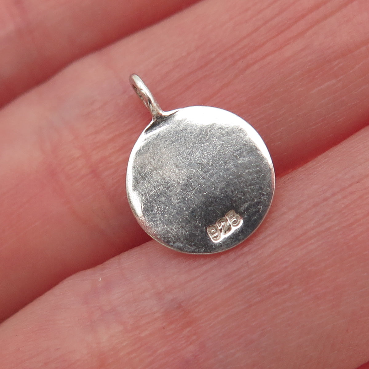 925 Sterling Silver Vintage Love Round Tag Mini Charm Pendant