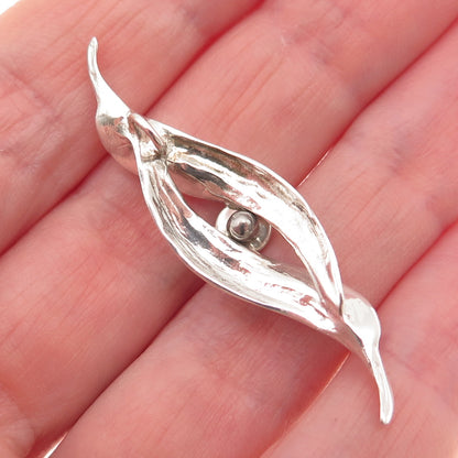 925 Sterling Silver Vintage Real Tiger Eye Modernist Floral Slide Pendant