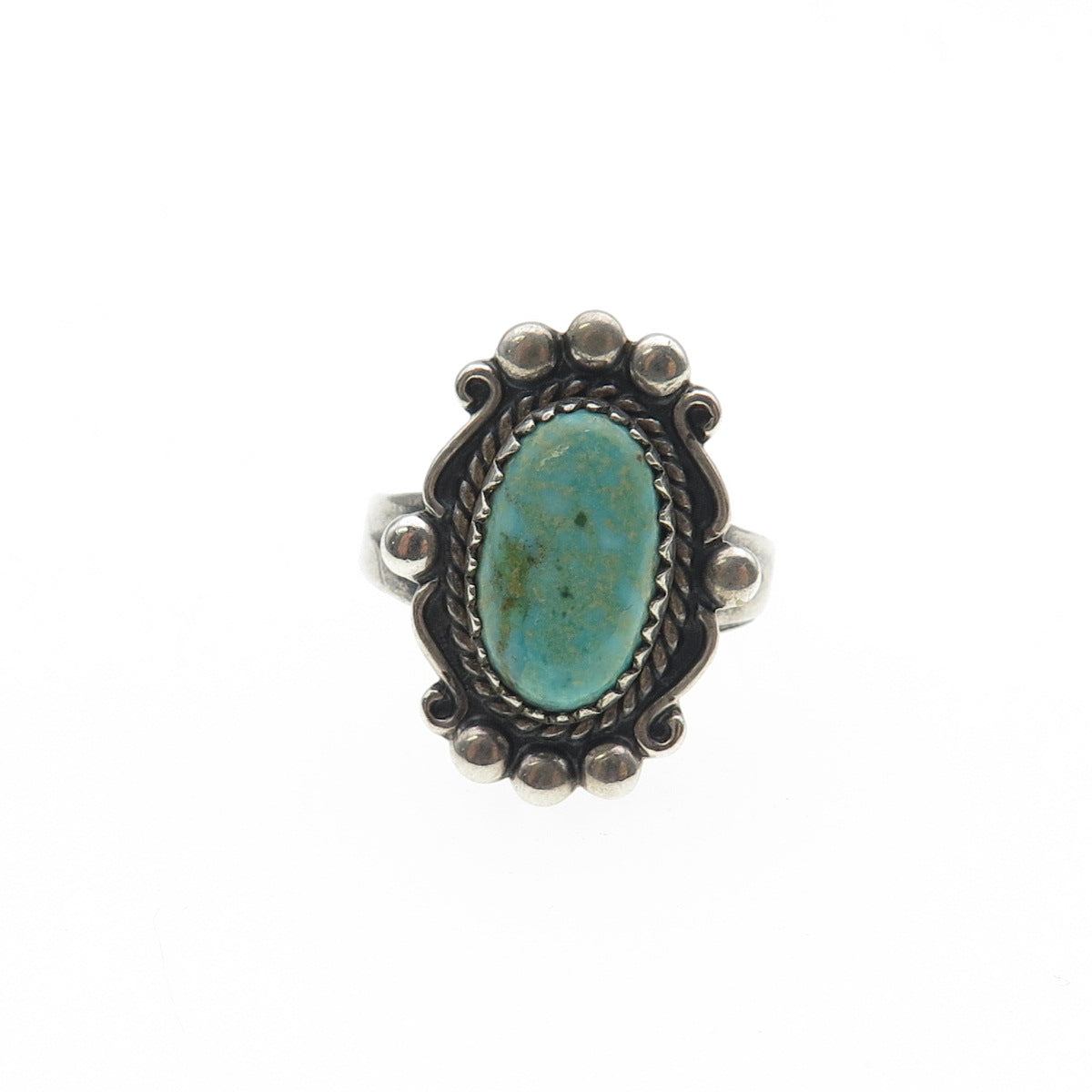 Bell Trading Post Old Pawn Sterling Silver Vintage Turquoise Tribal Ring Size 5