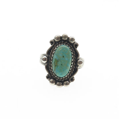 Bell Trading Post Old Pawn Sterling Silver Vintage Turquoise Tribal Ring Size 5