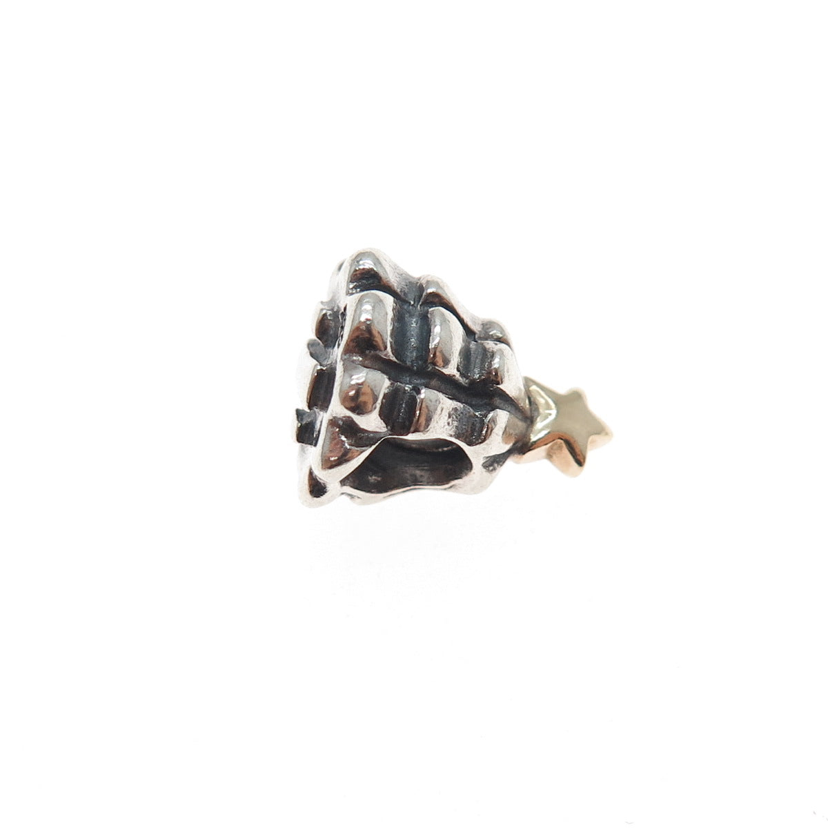 PANDORA 925 Sterling Silver & Gold Christmas Tree Slide Bead Charm