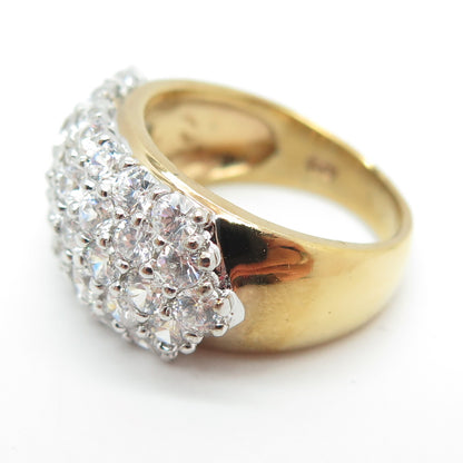 925 Sterling Silver Gold Plated Round-Cut C Z Ring Size 6.5