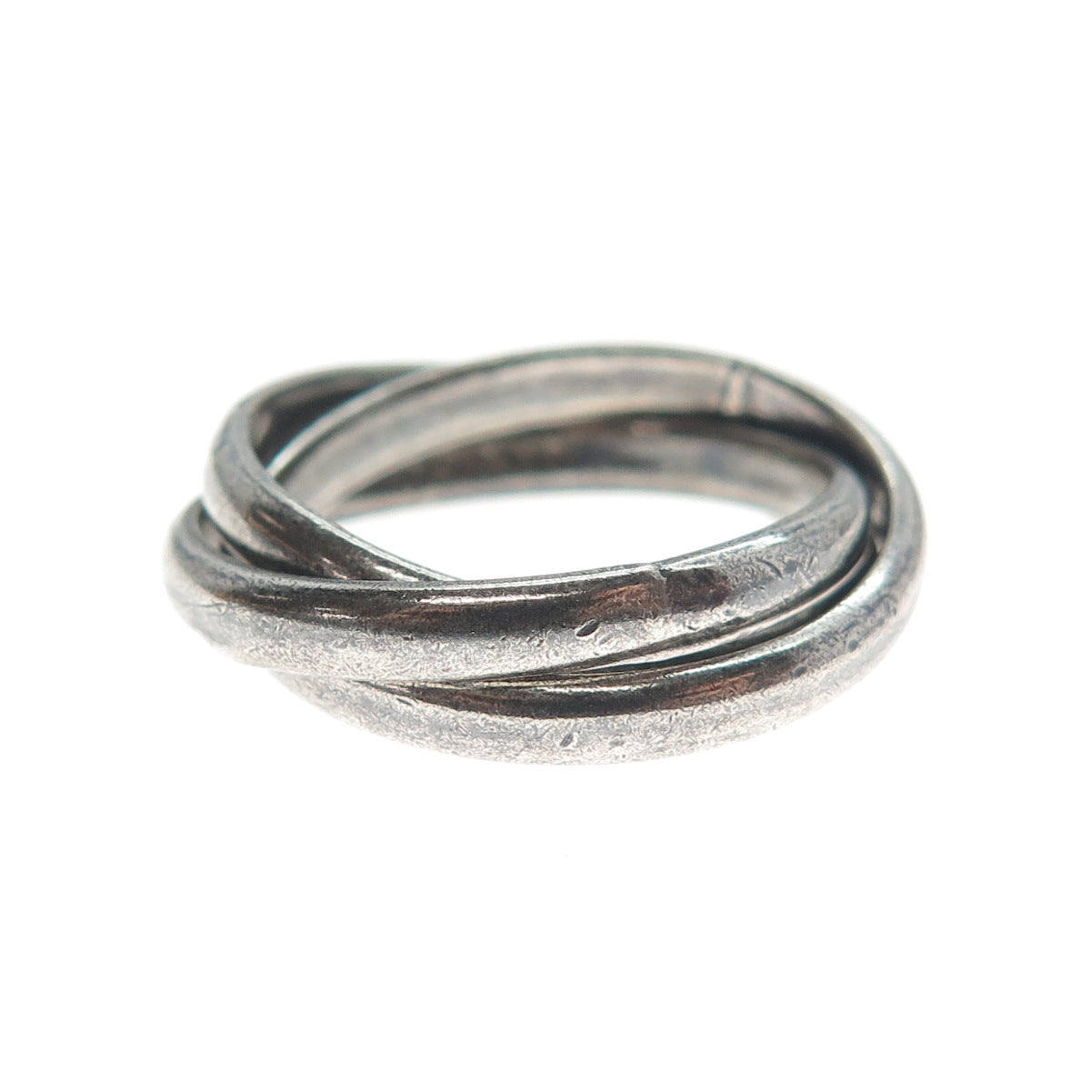 925 Sterling Silver Vintage Mexico Trinity Interlocked Band Ring Size 7.25