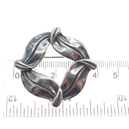 MARGOT DE TAXCO 925 Sterling Silver Vintage Mexico Petal Oxidized Brooch #5184