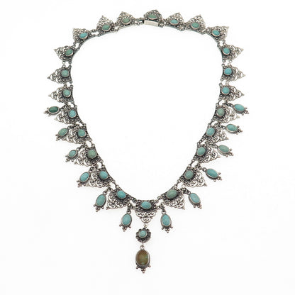 800 Silver Antique Austro-Hungarian Real Turquoise Necklace 16" (missing links)