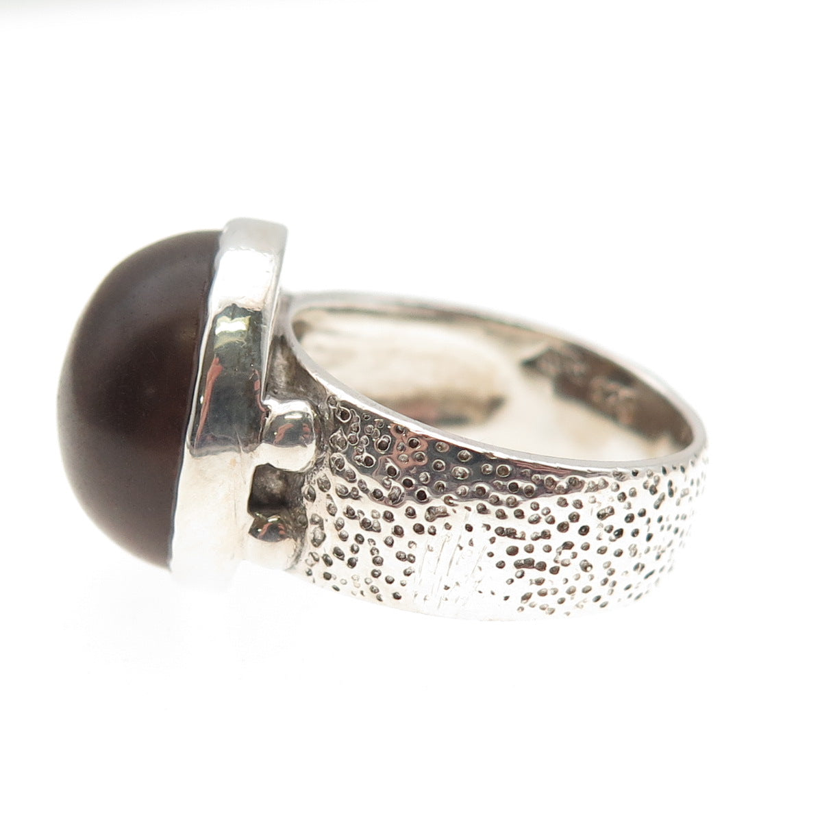 AIL Aluma 925 Sterling Silver Vintage Real Tiger Eye Modernist Ring Size 7