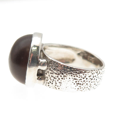 AIL Aluma 925 Sterling Silver Vintage Real Tiger Eye Modernist Ring Size 7