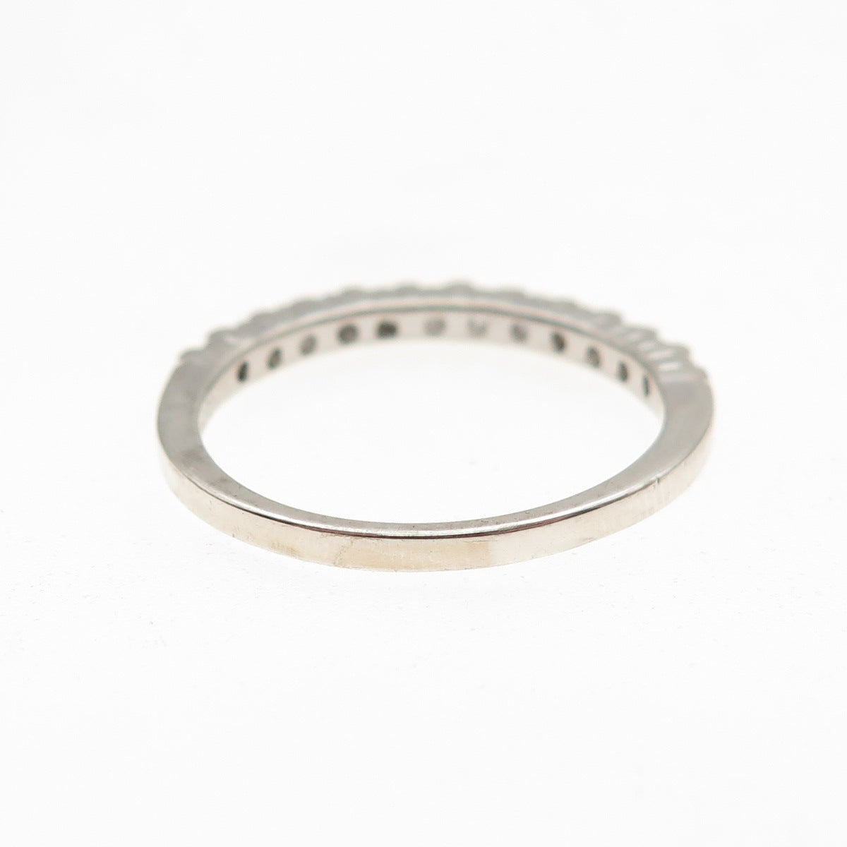 925 Sterling Silver Round-Cut C Z Half Eternity Stackable Ring Size 7