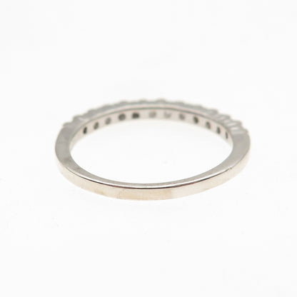 925 Sterling Silver Round-Cut C Z Half Eternity Stackable Ring Size 7