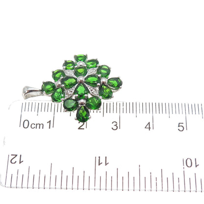 CHUCK CLEMENCY 925 Sterling Silver Real Diamond & Chrome Diopside Charm Pendant