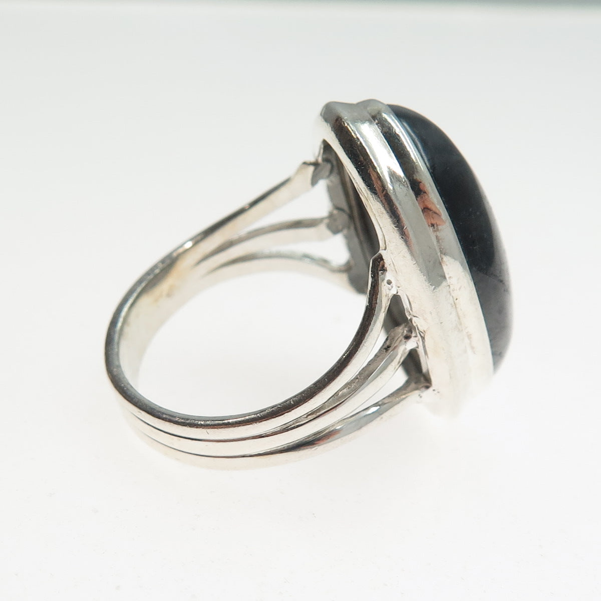 925 Sterling Silver Vintage Real Cabochon Rutilated Quartz Ring Size 8.25