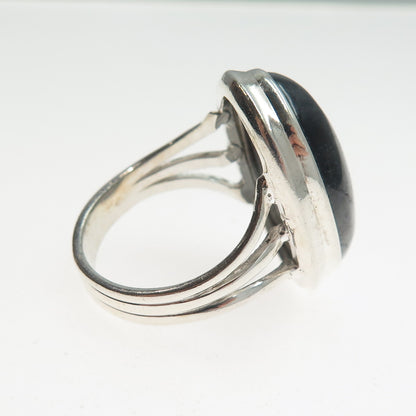 925 Sterling Silver Vintage Real Cabochon Rutilated Quartz Ring Size 8.25