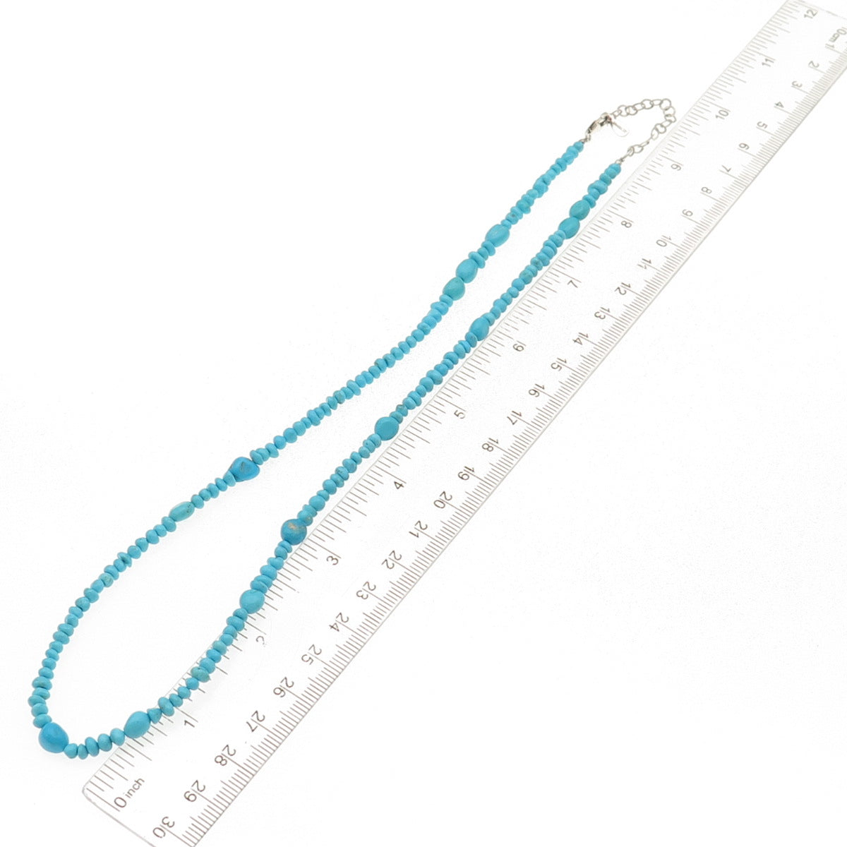 Tehya Oyama 925 Sterling Real Sleeping Beauty Turquoise Beaded Necklace 18-20"