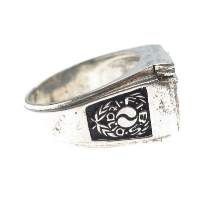 925 Sterling Silver Vintage 1978 Mondiale Baseball Oxidized Ring Size 11.75
