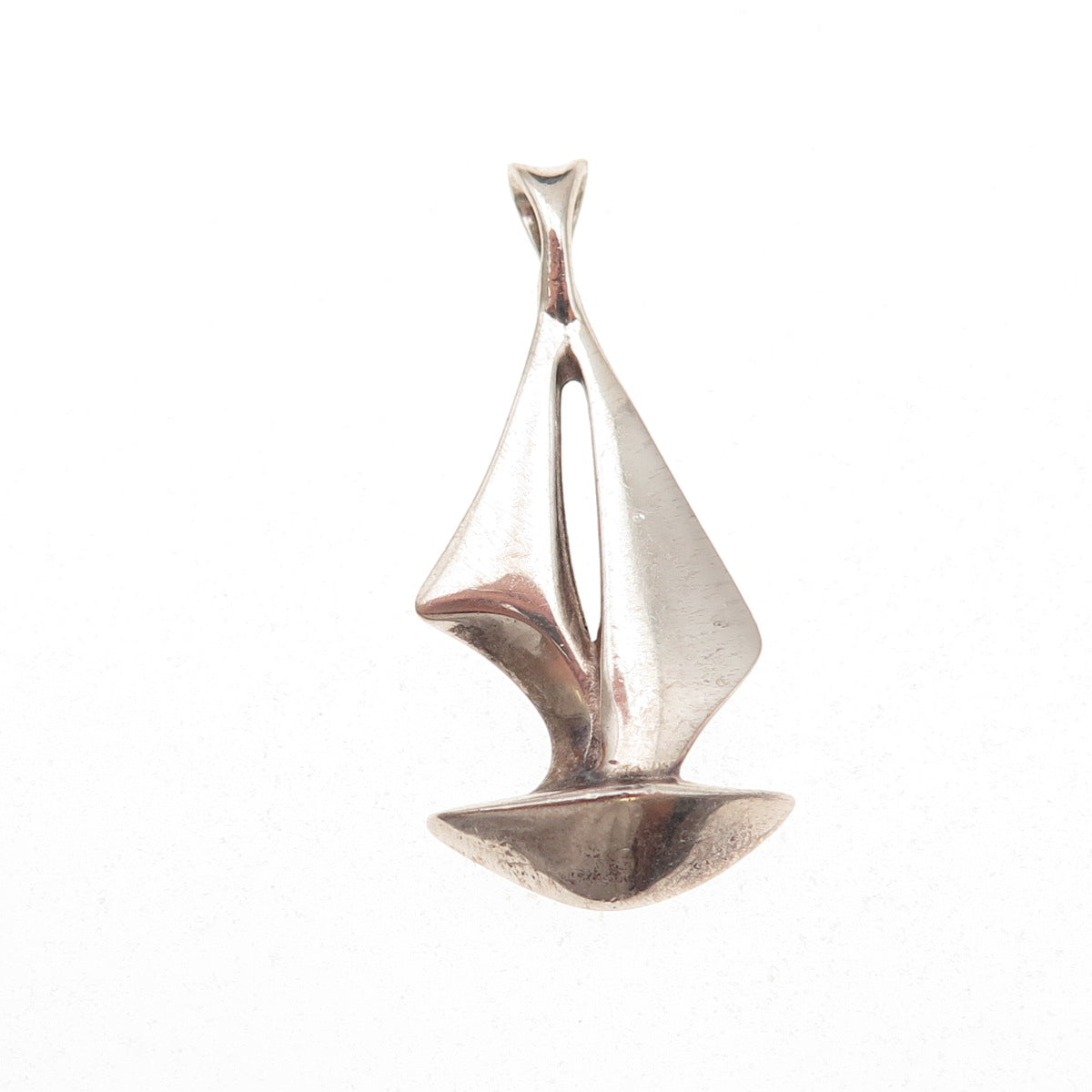 925 Sterling Silver Vintage Sailboat Modernist Charm Pendant