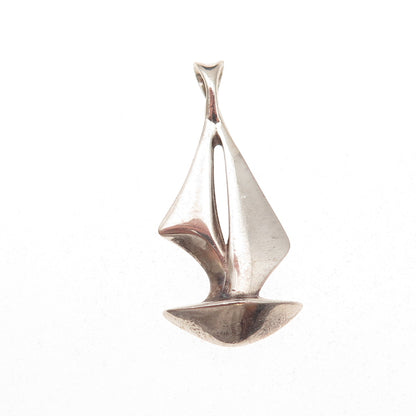 925 Sterling Silver Vintage Sailboat Modernist Charm Pendant