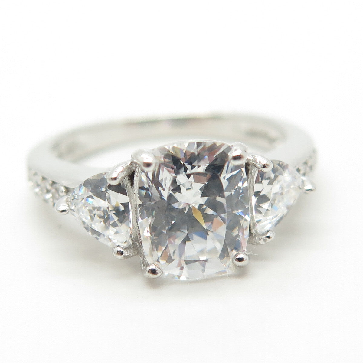925 Sterling Silver C Z Engagement Ring Size 8.25
