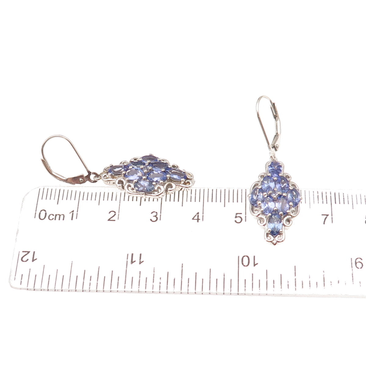 Chuck Clemency 925 Sterling Silver Real Oval-Cut Tanzanite Dangle Earrings